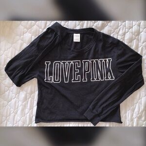 PINK Victoria's Secret Black Long Sleeve “LOVE PINK” Tee
